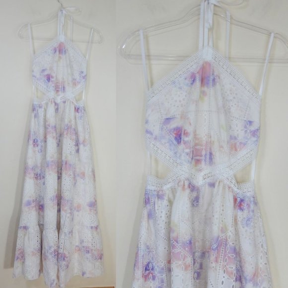 GIANNI BINI Delaney Embroidered Eyelet Halter Maxi DRESS Gown Size 8 NEW $259 - Picture 9 of 12